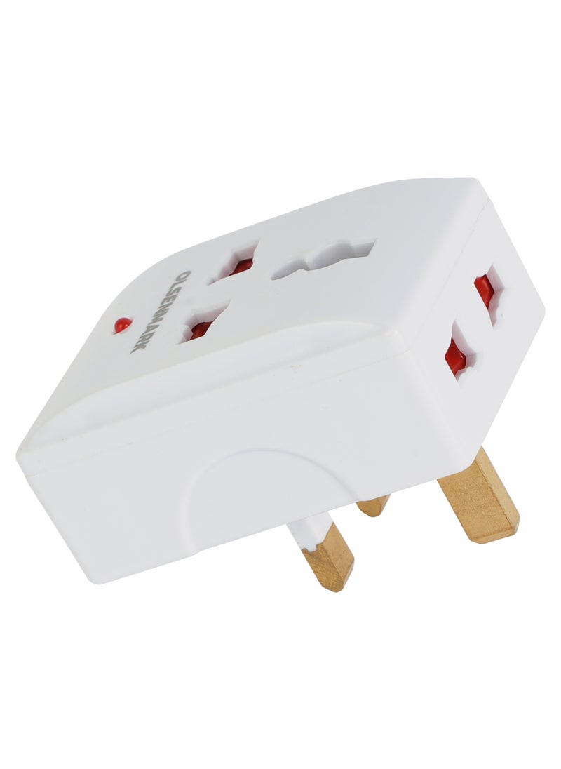 Olsenmark Olsenmark 3 Way Universal Adaptor- OMES1894 Square Pin, Global Compatibility, Three Ports, Compact and Portable Design  - Image 2