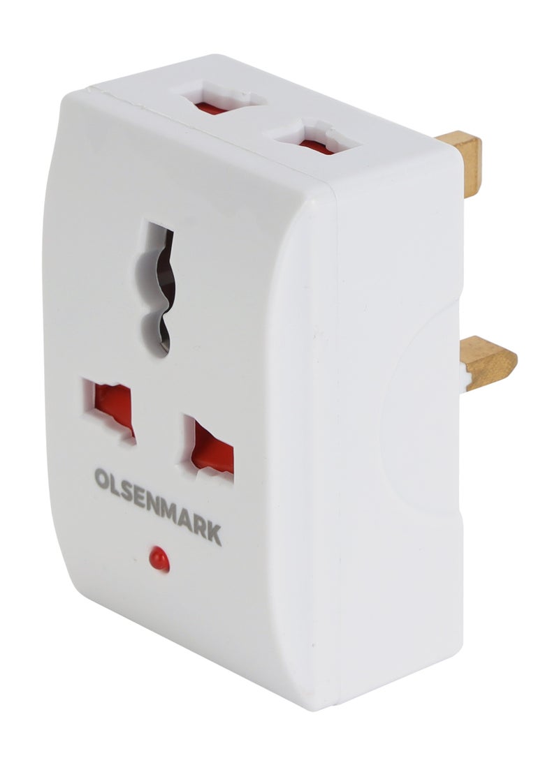 Olsenmark Olsenmark 3 Way Universal Adaptor- OMES1894 Square Pin, Global Compatibility, Three Ports, Compact and Portable Design  - Image 1