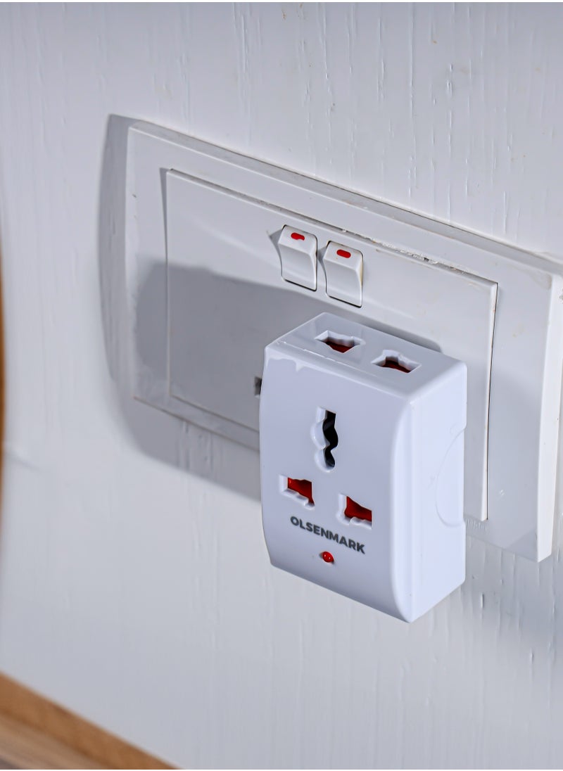 Olsenmark Olsenmark 3 Way Universal Adaptor- OMES1894 Square Pin, Global Compatibility, Three Ports, Compact and Portable Design  - Image 5
