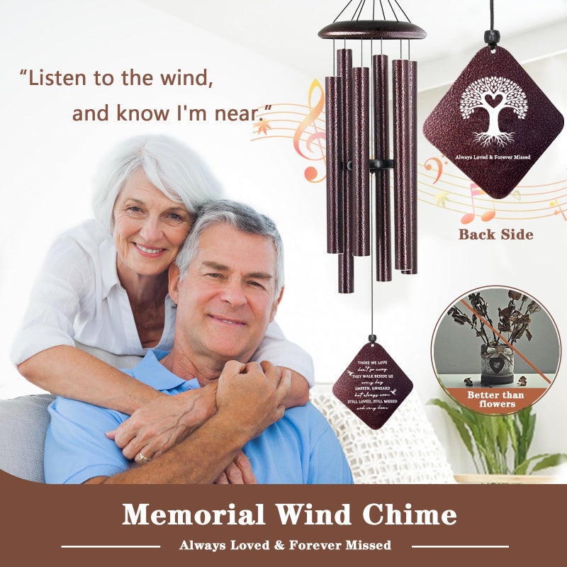 Doopeer Sympathy Gifts for Loss of Loved One, 32" Memorial Wind Chimes, Thoughtful Bereavement Gifts/Sympathy Gift/Condolences Gift Basket for Loss of Dad Mom Miscarriage (Bronze) - Image 2