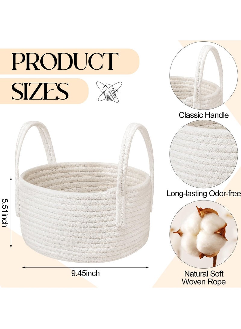 SYOSI Small Cotton Rope Storage Basket 2 Pack Cute Small Baby Nursery Baskets Bin Cat Toys Storage Basket Soft Woven Baskets Set 2 Cube Organizer Basket Bin, Off White Basket Home Decor 9.5x5.51  - Image 4
