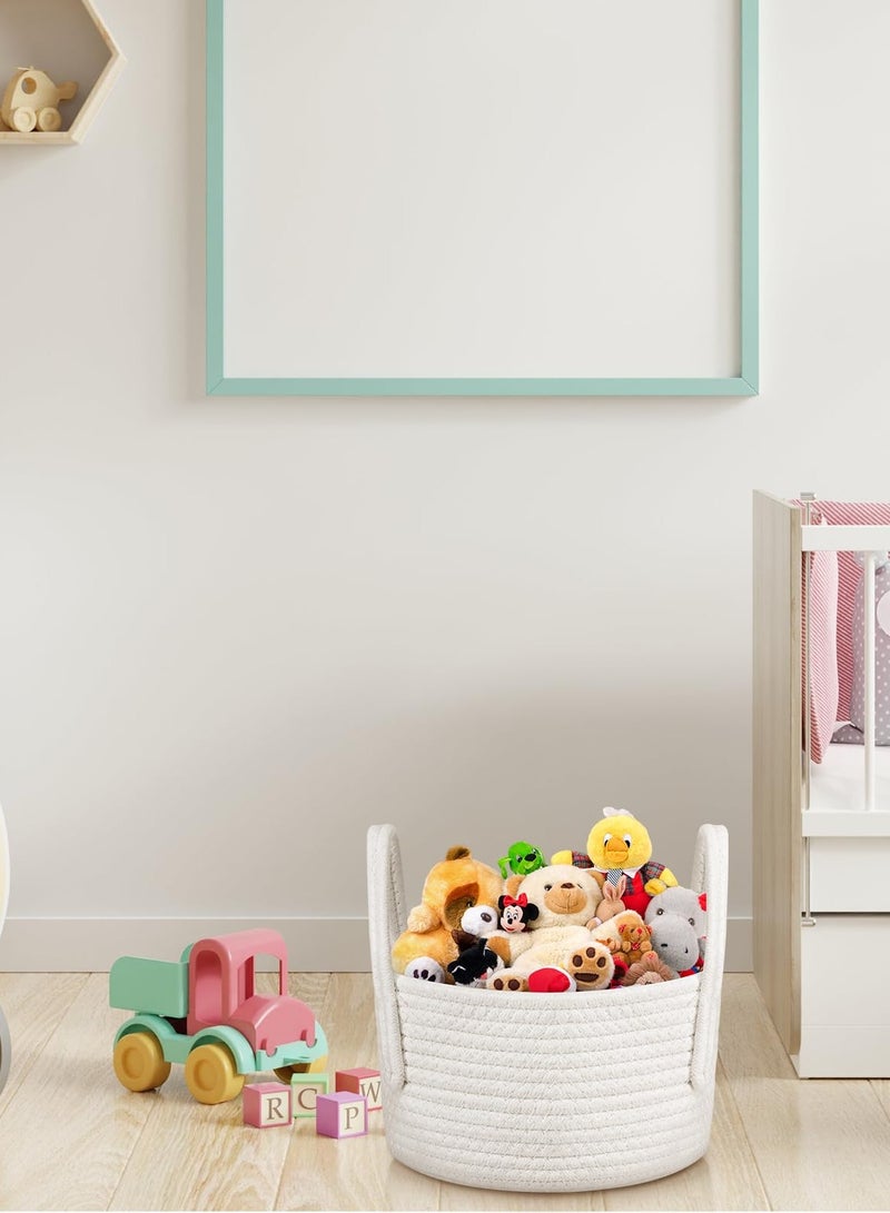 SYOSI Small Cotton Rope Storage Basket 2 Pack Cute Small Baby Nursery Baskets Bin Cat Toys Storage Basket Soft Woven Baskets Set 2 Cube Organizer Basket Bin, Off White Basket Home Decor 9.5x5.51  - Image 3