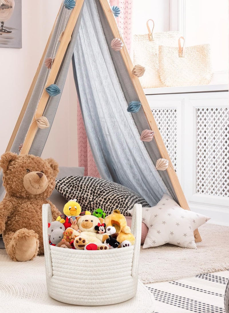SYOSI Small Cotton Rope Storage Basket 2 Pack Cute Small Baby Nursery Baskets Bin Cat Toys Storage Basket Soft Woven Baskets Set 2 Cube Organizer Basket Bin, Off White Basket Home Decor 9.5x5.51  - Image 5