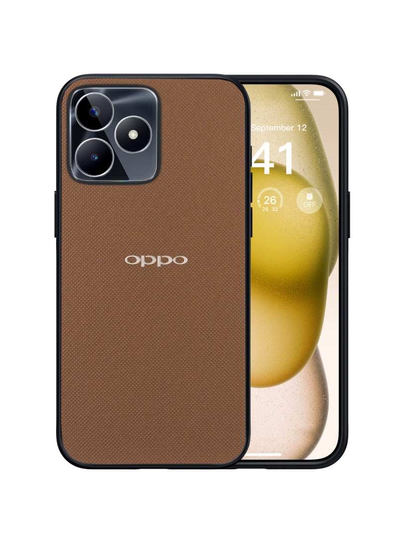 متوافق مع حافظة Realme C51/C53/Note 50 بطبقة مزدوجة وغطاء واقٍ للهاتف الخلوي عالي التحمل مقاوم للصدمات ومتين مع نسيج مانع للانزلاق - بني