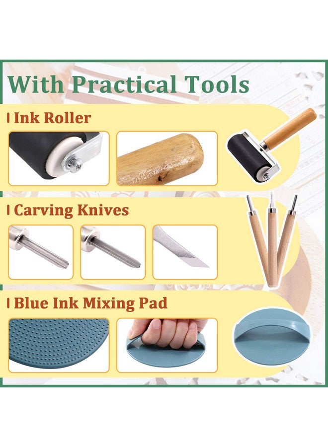 Keadic 41 Pieces Rubber Stamp Making Kit, Includes 2 Rubber Stamps Carving Blocks, 3 Carving Tools & Whetstone, Tracing Papers, Brayer Roller, Block Printing Tools For Stamp Carving And Printmaking - Image 5