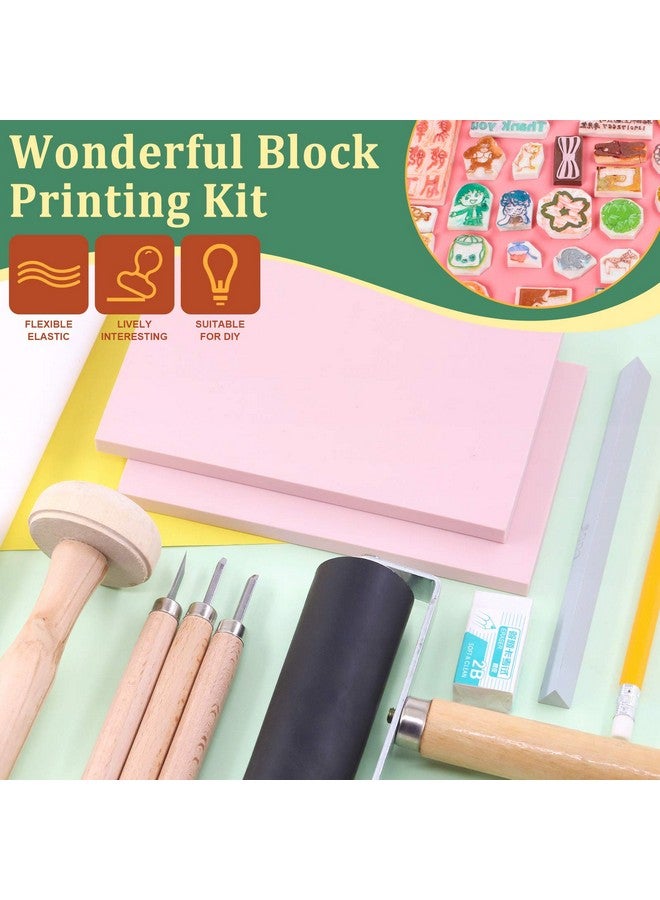 Keadic 41 Pieces Rubber Stamp Making Kit, Includes 2 Rubber Stamps Carving Blocks, 3 Carving Tools & Whetstone, Tracing Papers, Brayer Roller, Block Printing Tools For Stamp Carving And Printmaking - Image 3