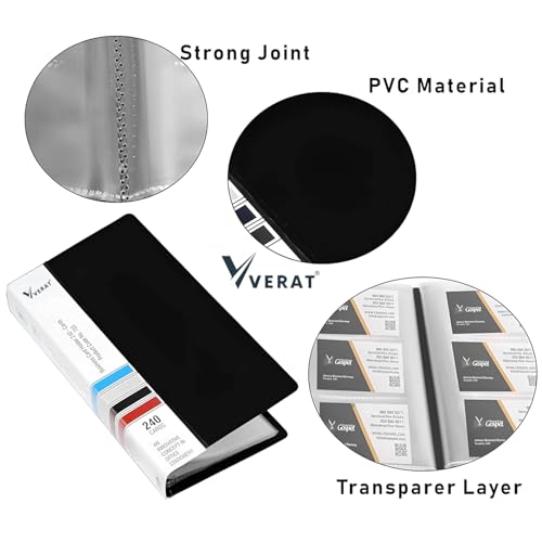 VERAT Business Card Holder, 120 Pockets for 240 Cards Business Card Holder | Debit/Credit/Business/Visiting Name ID Card Holder Card Organizer Professional (Black Card Holder, 1PCS Card Holder) - Image 3
