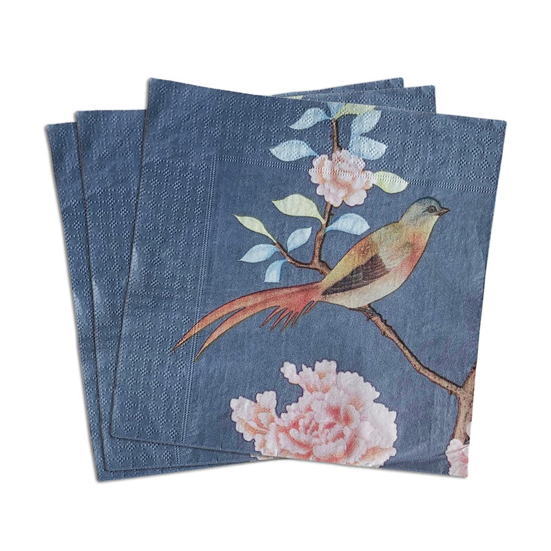 Zelten 2-Ply 20 Count Colored Paper Napkins Shabby Chic Napkins for Wedding Dinner Tea Party Decoration Blue Fook - Image 1