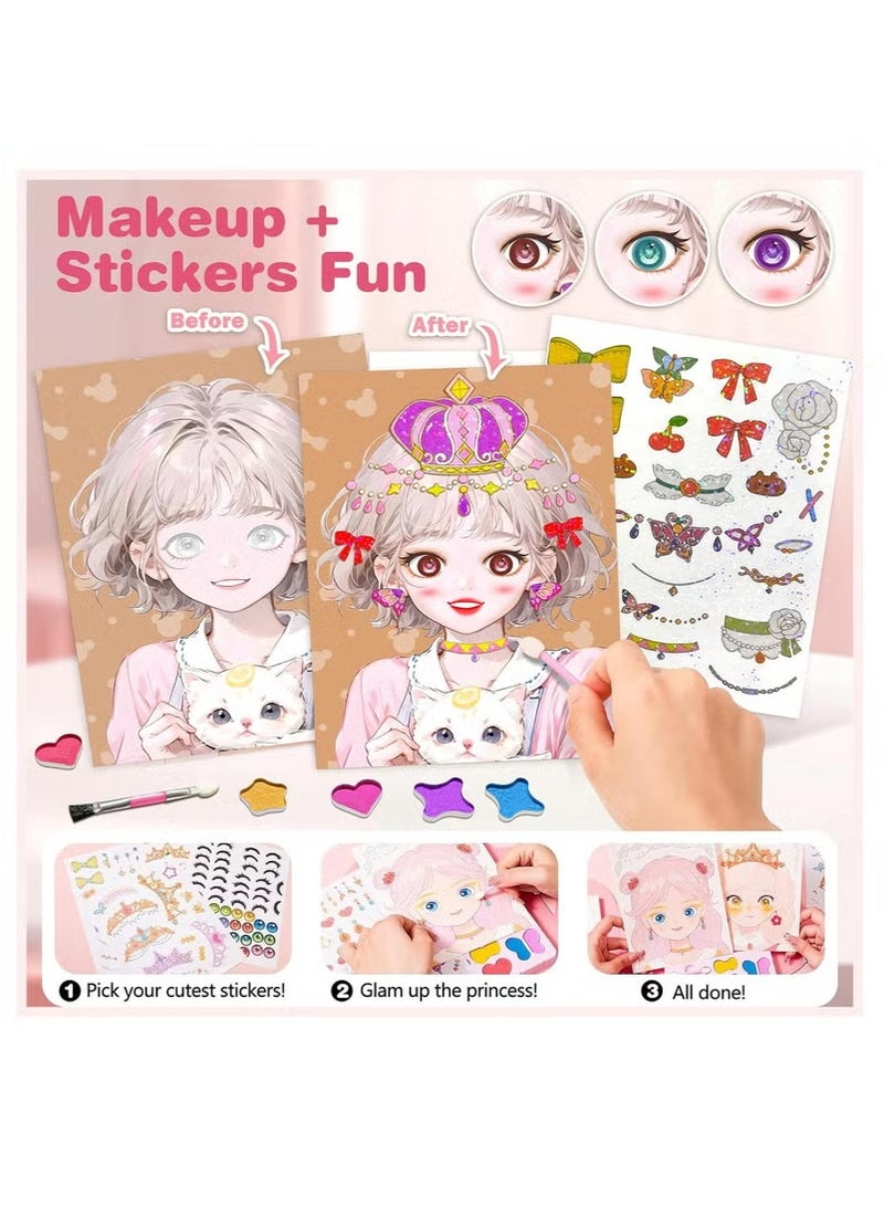 TFIXOL Art Craft Activity for Kids, Paper Craft Kits - Paper Makeup DIY Girls Toy Kit with Diamond Painting & Princess Dress Up Set, Birthday Party Gift for Girls - Image 3
