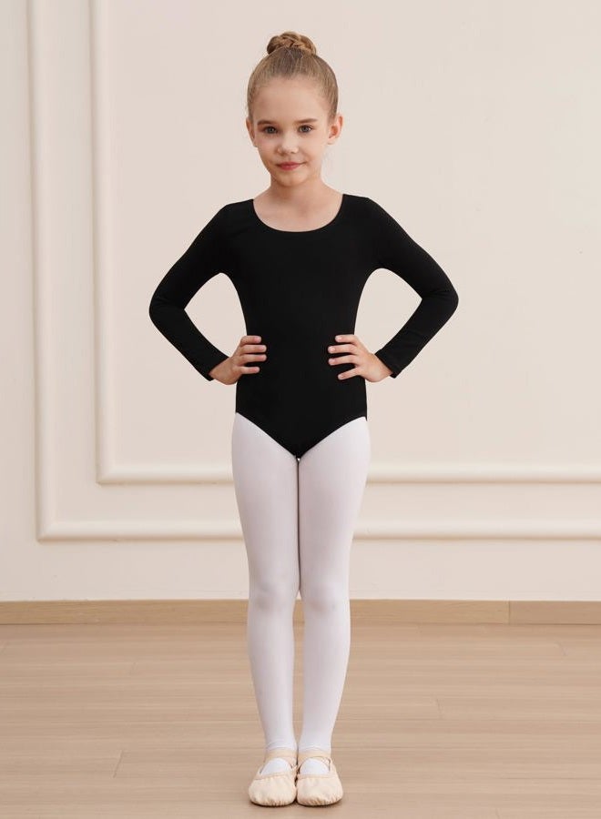 WEGETIT Long Sleeve Black Leotard for Girls Gymnastics Leotards Toddler Dance Ballet Bodysuit (Black,8-10Years) - Image 2