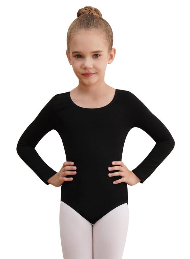 WEGETIT Long Sleeve Black Leotard for Girls Gymnastics Leotards Toddler Dance Ballet Bodysuit (Black,8-10Years) - Image 1