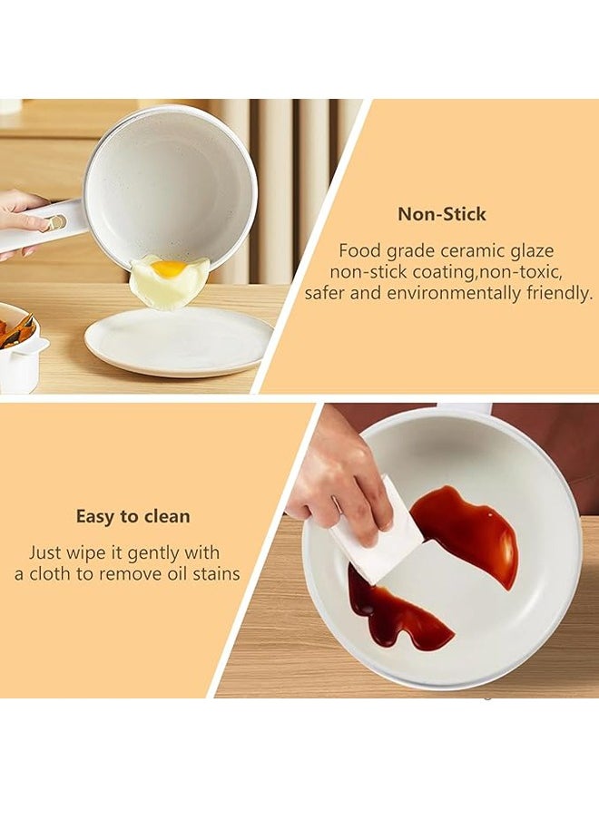 Sharpdo - 2.2L Electric Hot Pot, Electric Hot Pot, Electric Cooking Pot With Steamer And Temperature Control For Egg Soup Steak Steam Sauté White - Image 1