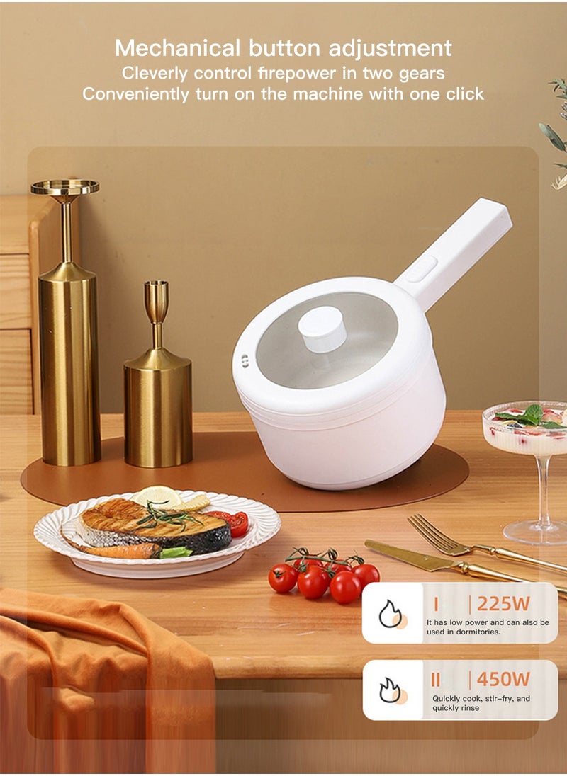 Sharpdo - 2.2L Electric Hot Pot, Electric Hot Pot, Electric Cooking Pot With Steamer And Temperature Control For Egg Soup Steak Steam Sauté White - Image 1