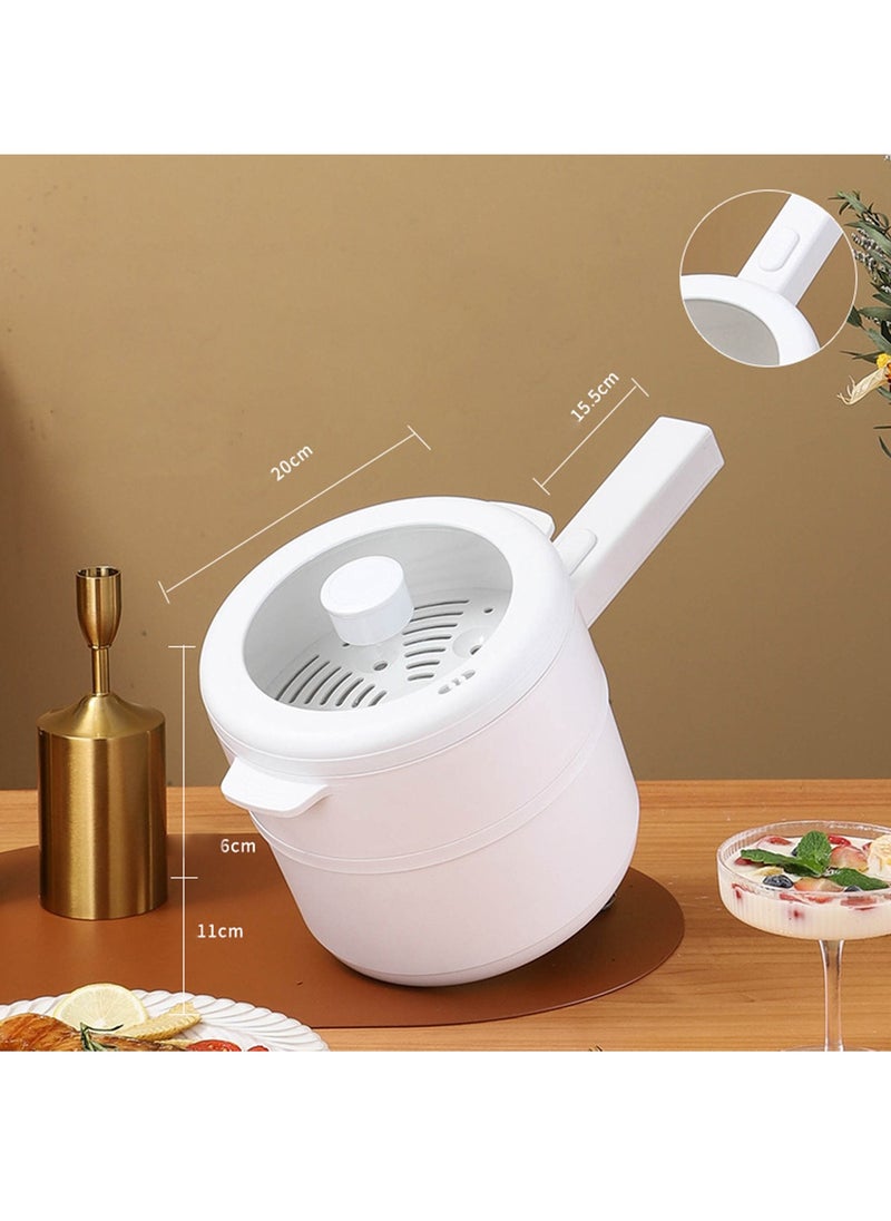 Sharpdo - 2.2L Electric Hot Pot, Electric Hot Pot, Electric Cooking Pot With Steamer And Temperature Control For Egg Soup Steak Steam Sauté White - Image 1