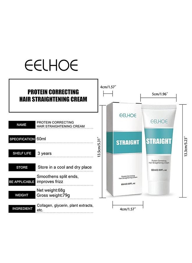 EELHOE - New Upgrade Protein Correcting Hair Straightening Cream - Silk & Gloss Hair Straightening Cream, Nourishing Fast Smoothing Collagen Hair Straightener Cream for All Hair Types - Image 1