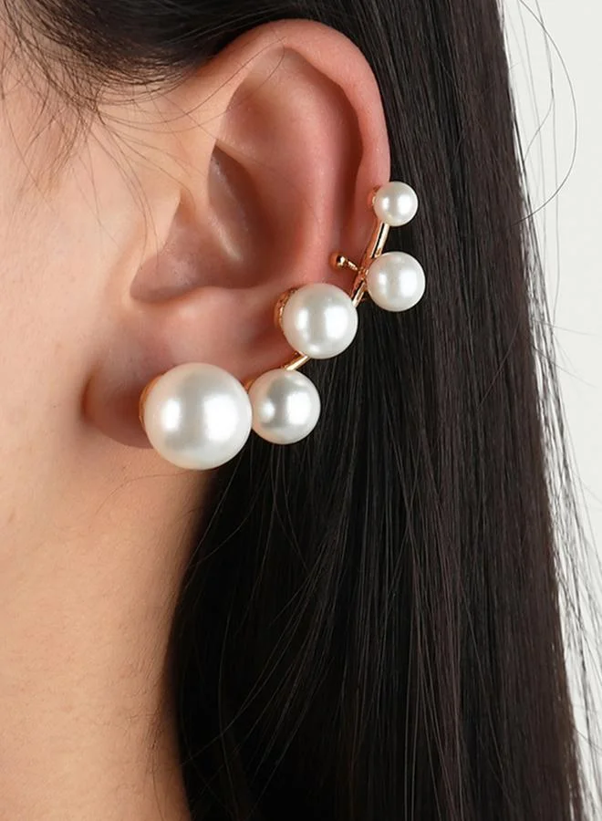 Take Two Faux Pearl Ear Clip Earrings