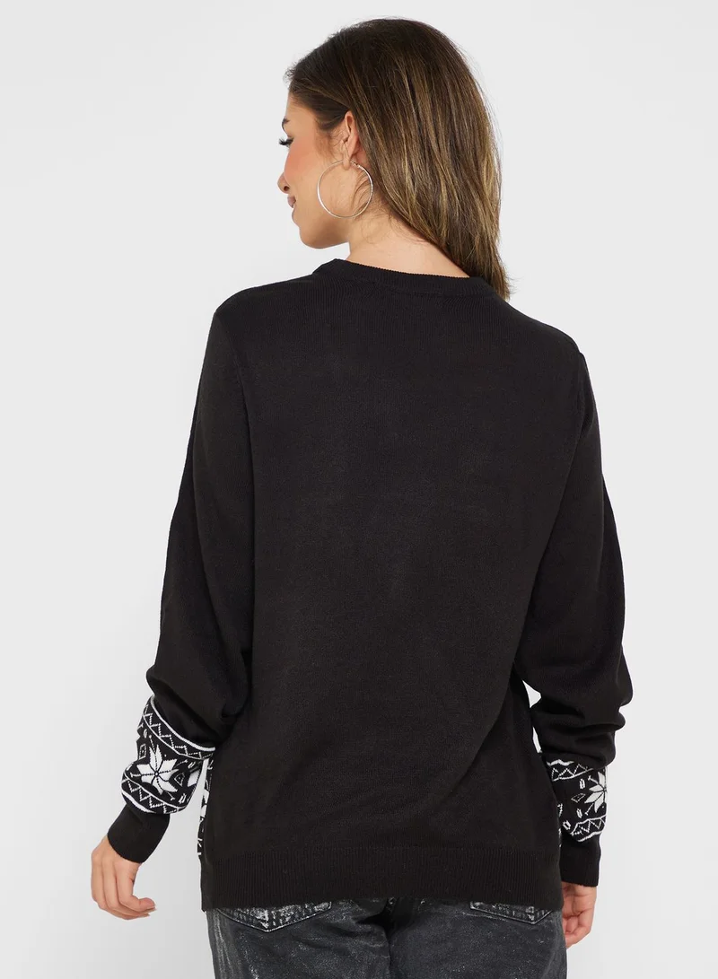 VERO MODA Round Neck Christmas Print Sweater