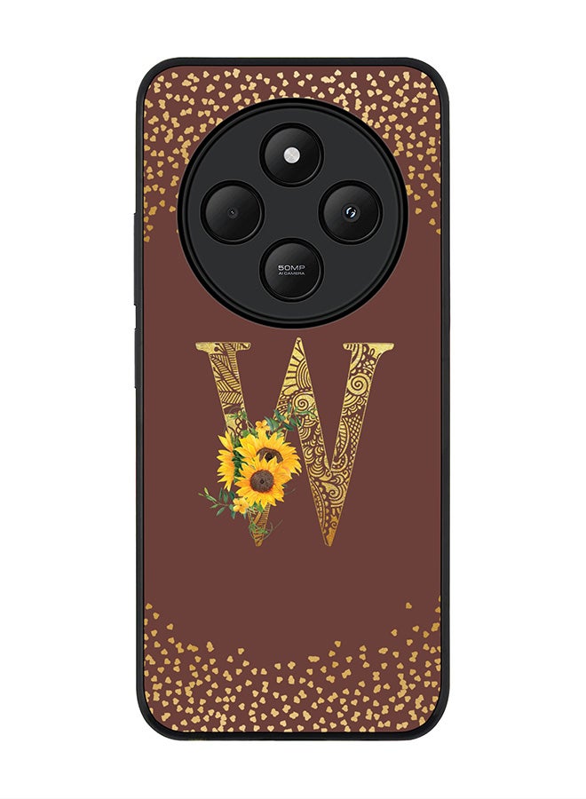 Stylizedd For Xiaomi Poco C75 Case,Slim fit Camera Protection, Shockproof Thin Phone cover - Custom Floral Monogram - W (Brown ) - Image 1