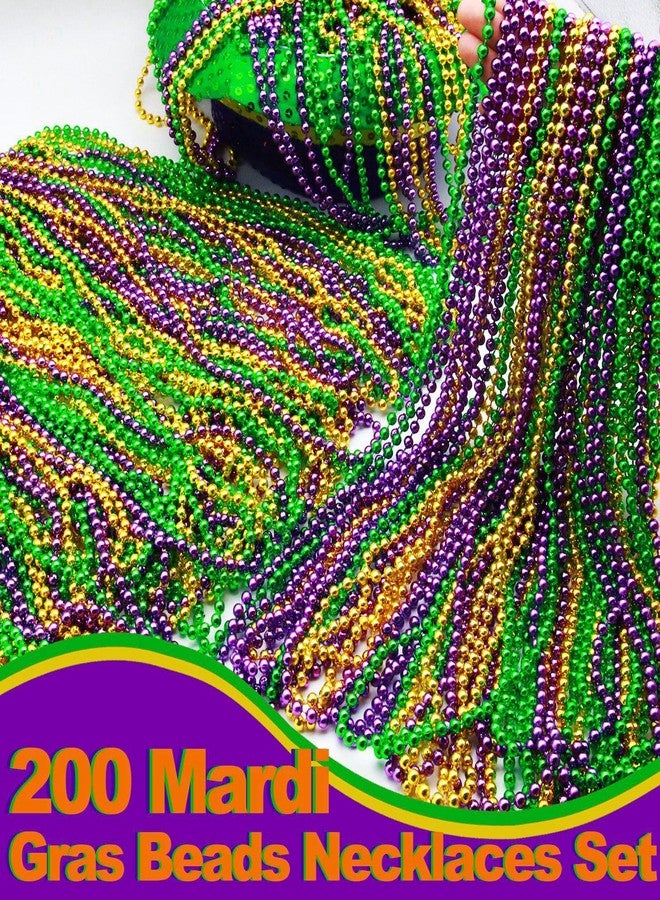 كاملينبو مجموعة كاميلينبو من 200 قطعة من خرز ماردي غرا، قلادة خرز بطول 33 بوصة، خرز معدني أخضر بنفسجي ذهبي، إكسسوارات ماردي غرا بالجملة لزينة حفلات الكرنفال، هدايا تذكارية، رميات استعراضية - Image 4