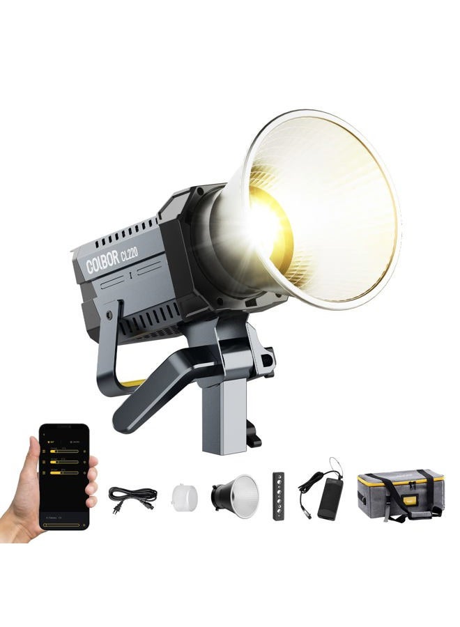  COLBOR Video Light, COLBOR CL220 PRO 220W Continuous Lighting 2700~6500K Bi Color CRI96+ 52,700Lux at 3.3ft COB Studio Light with Bowens Mount APP 10 Light Effects, Video-Light-Studio-LED-Photography - Image 1
