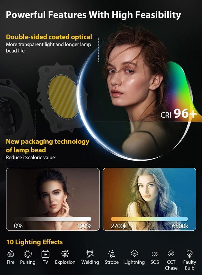  COLBOR Video Light, COLBOR CL220 PRO 220W Continuous Lighting 2700~6500K Bi Color CRI96+ 52,700Lux at 3.3ft COB Studio Light with Bowens Mount APP 10 Light Effects, Video-Light-Studio-LED-Photography - Image 3