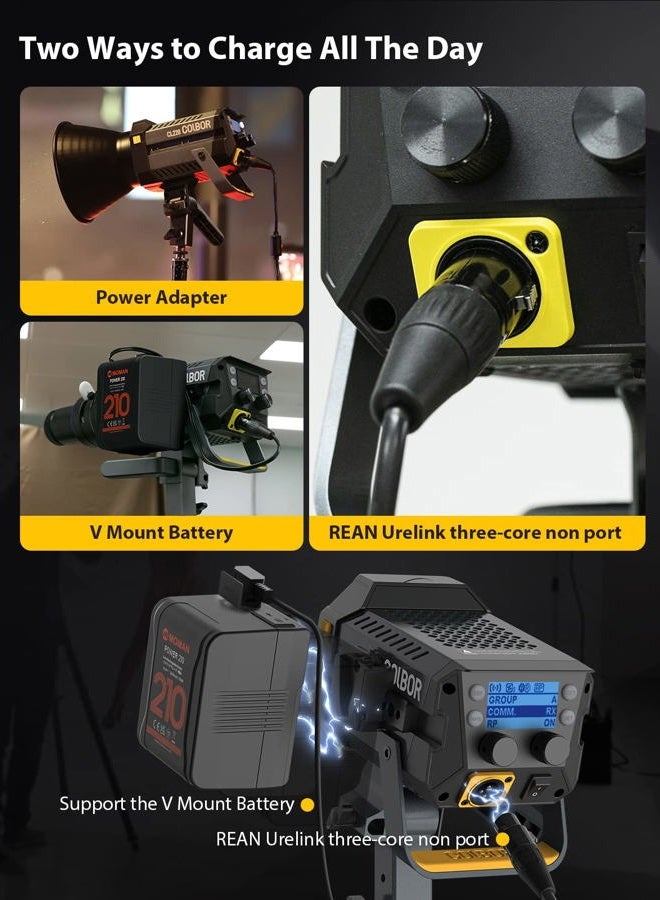  COLBOR Video Light, COLBOR CL220 PRO 220W Continuous Lighting 2700~6500K Bi Color CRI96+ 52,700Lux at 3.3ft COB Studio Light with Bowens Mount APP 10 Light Effects, Video-Light-Studio-LED-Photography - Image 5