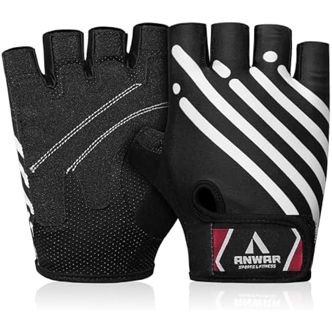 Anwar Weight Lifting Gloves Half Finger Workout Gloves Men Women Anti-Slip Padded Palm Gym Gloves Exercise Cycling Fitness Weightlifting Strength Training - Image 1
