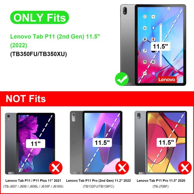 Fintie Case for Lenovo Tab P11 Gen 2 Case 2022 11.5" TB350FU, Lightweight Slim Shell Stand Cover with Auto Sleep/Wake, Black - Image 2