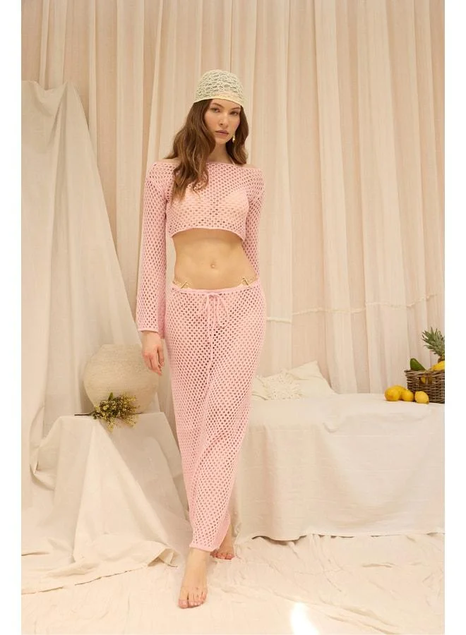 Bohemai  Forio Pink Knit Crop Skirt Set for Women | Best Price UAE