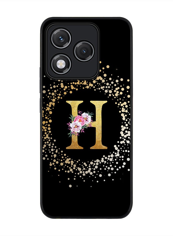 Stylizedd For Honor 400 Lite Case,Slim fit Camera Protection, Shockproof Thin Phone cover  - Custom Monogram Floral - H ( Black )