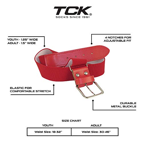 TCK Baseball/Softball Adult Belt & Socks Combo Set (Scarlet, Large) - Scarlet,Large - Image 3