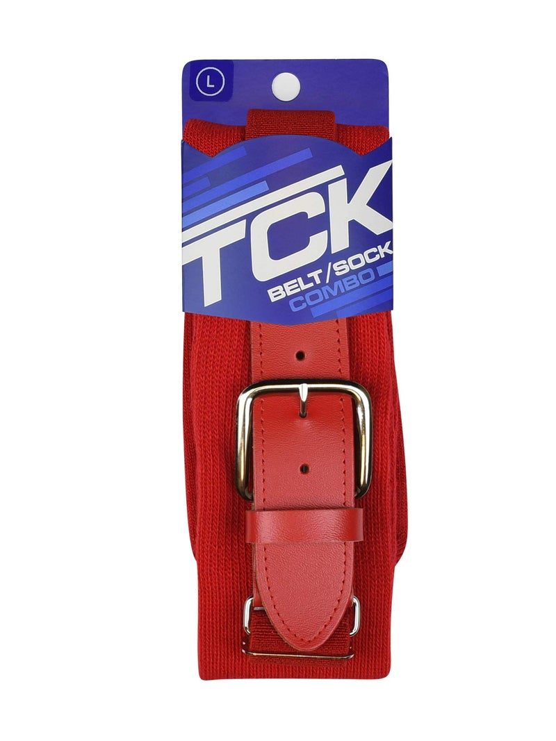 TCK Baseball/Softball Adult Belt & Socks Combo Set (Scarlet, Large) - Scarlet,Large - Image 2