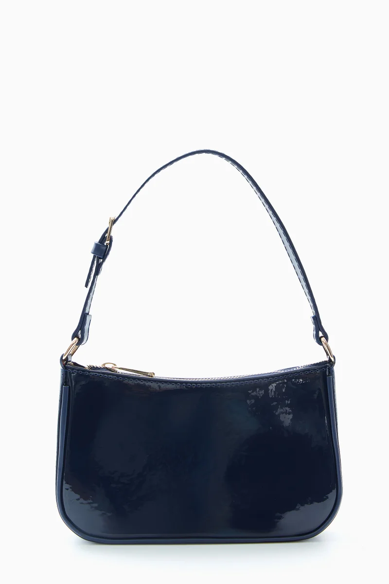 وي كرييت Navy Patent Shoulder Bag by WECRE8