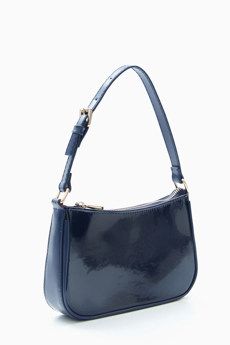 وي كرييت Navy Patent Shoulder Bag by WECRE8