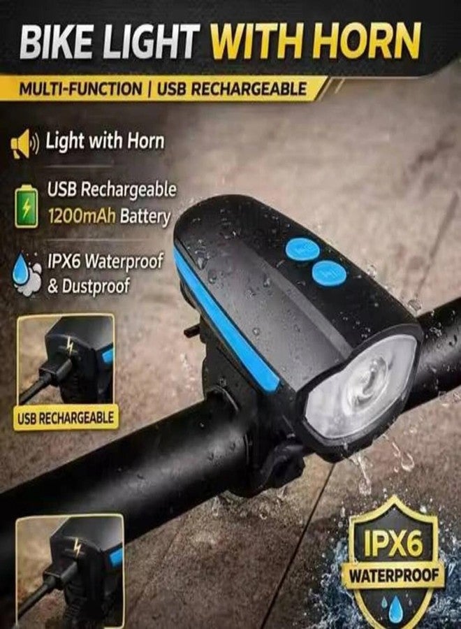 Kaashnic Rechargeable Premium Cycle Front, Helmet & Valve Light and with Horn Waterproof Cycle Light Multicolor - Image 2