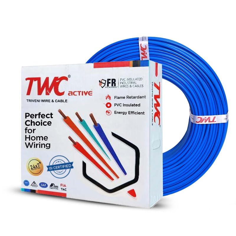 TWC Active Blue 1 SQMM 45 METER | Copper Wire | HRFR (Heat Resistant Flame Retardant) Lead-Free Cable | Low Smoke Halogen-Free Wire for Home & Industrial Electrical Wiring - Image 1