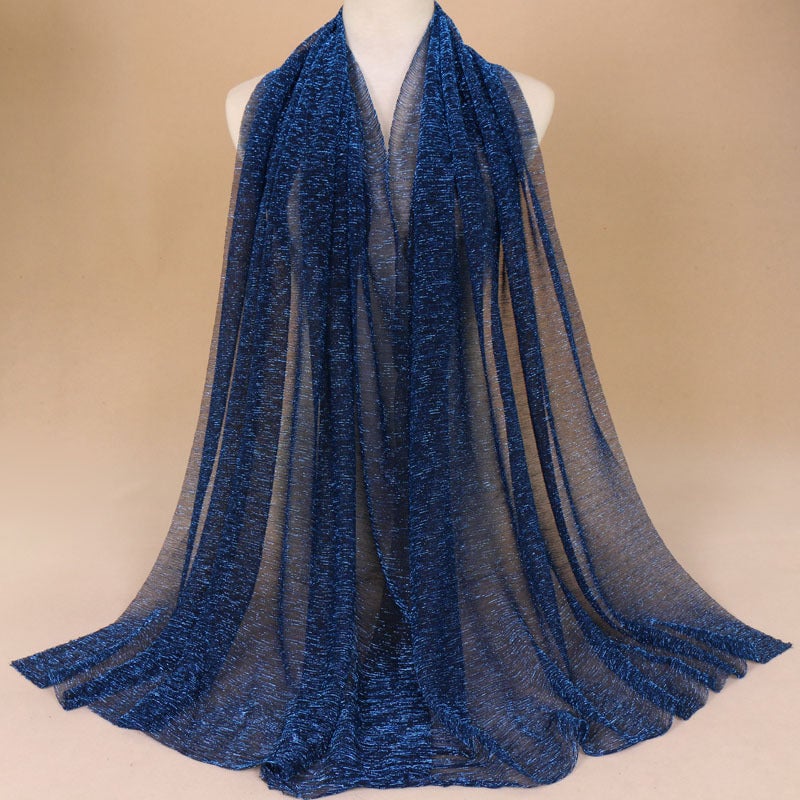 Breathable Fashion Nylon Scarf Shawl YW71 11# blue silk navy blue 