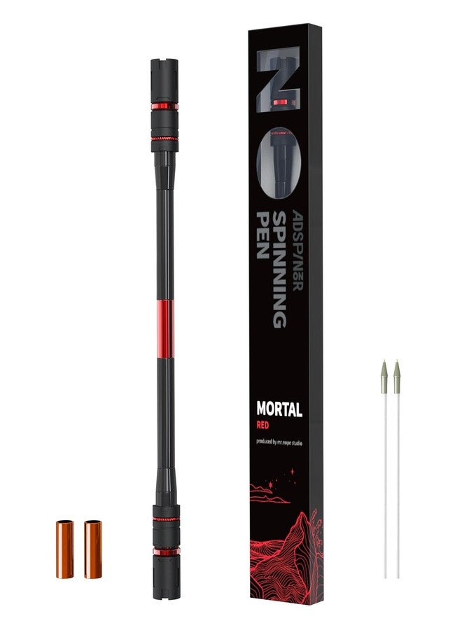 ADSPINZOR Mortal Spinning Pen Mod by Mr. Nope Professional Trick Pen for Tricks & Relief Anti-Slip, Long, Red - Image 1