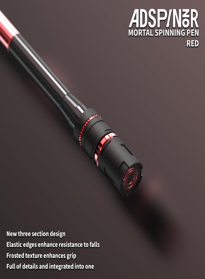 ADSPINZOR Mortal Spinning Pen Mod by Mr. Nope Professional Trick Pen for Tricks & Relief Anti-Slip, Long, Red - Image 3