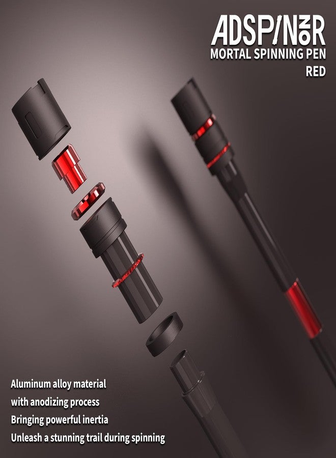 ADSPINZOR Mortal Spinning Pen Mod by Mr. Nope Professional Trick Pen for Tricks & Relief Anti-Slip, Long, Red - Image 4
