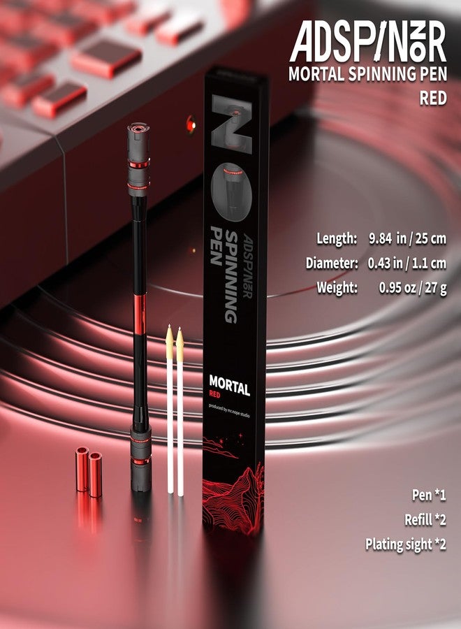 ADSPINZOR Mortal Spinning Pen Mod by Mr. Nope Professional Trick Pen for Tricks & Relief Anti-Slip, Long, Red - Image 2