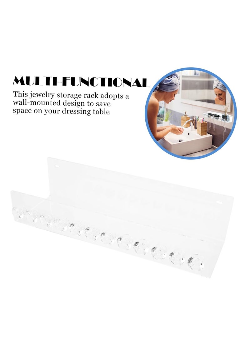 SYOSI, Acrylic Necklace Organizer, Wall Mount Necklace Holder, Hanging Jewelry Stand with 12 Hooks for Necklaces, Bracelets, Chains, Display Stand for Perfume, Sunglasses - Image 5