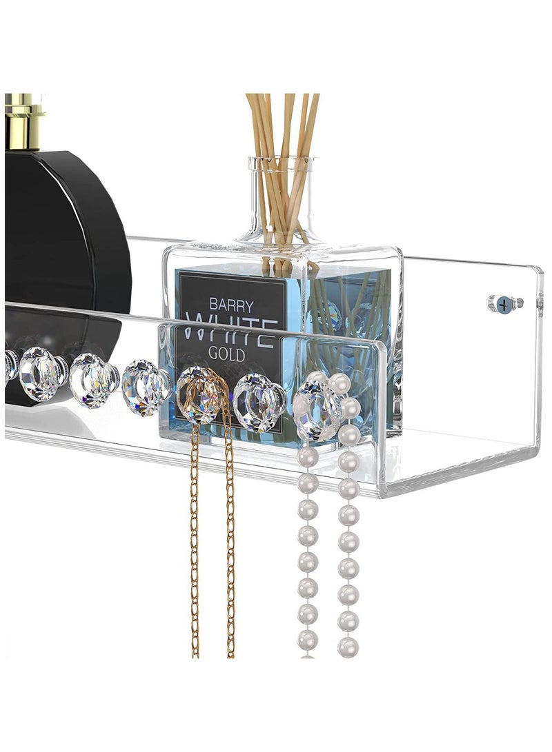 SYOSI, Acrylic Necklace Organizer, Wall Mount Necklace Holder, Hanging Jewelry Stand with 12 Hooks for Necklaces, Bracelets, Chains, Display Stand for Perfume, Sunglasses - Image 2