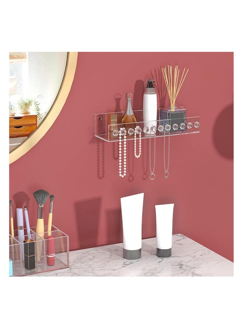 SYOSI, Acrylic Necklace Organizer, Wall Mount Necklace Holder, Hanging Jewelry Stand with 12 Hooks for Necklaces, Bracelets, Chains, Display Stand for Perfume, Sunglasses - Image 3