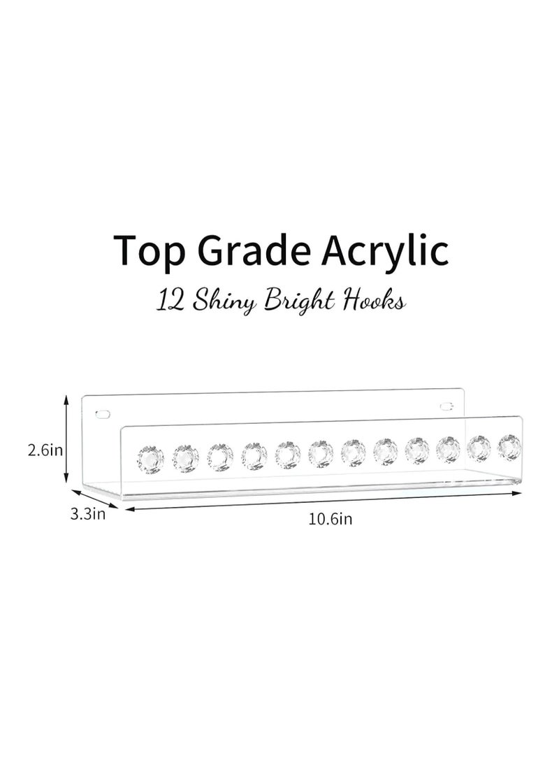 SYOSI, Acrylic Necklace Organizer, Wall Mount Necklace Holder, Hanging Jewelry Stand with 12 Hooks for Necklaces, Bracelets, Chains, Display Stand for Perfume, Sunglasses - Image 4