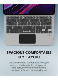 Moxedo Moxedo Magic Wireless Keyboard with Smart Multi-Touch Trackpad USB-C Charging Port RGB Backlight with Leather Back Case Compatible for iPad 11 Pro 2024  - Image 2