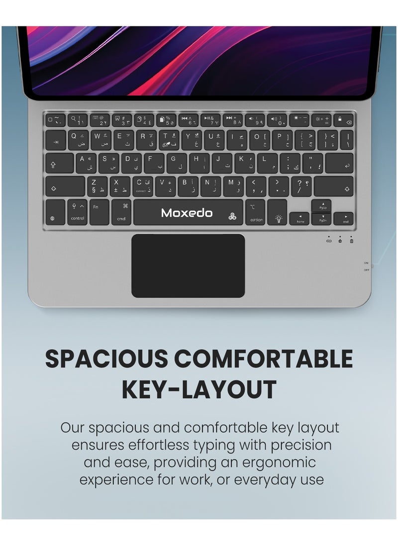Moxedo Moxedo Magic Wireless Keyboard with Smart Multi-Touch Trackpad USB-C Charging Port RGB Backlight with Leather Back Case Compatible for iPad 11 Pro 2024  - Image 2
