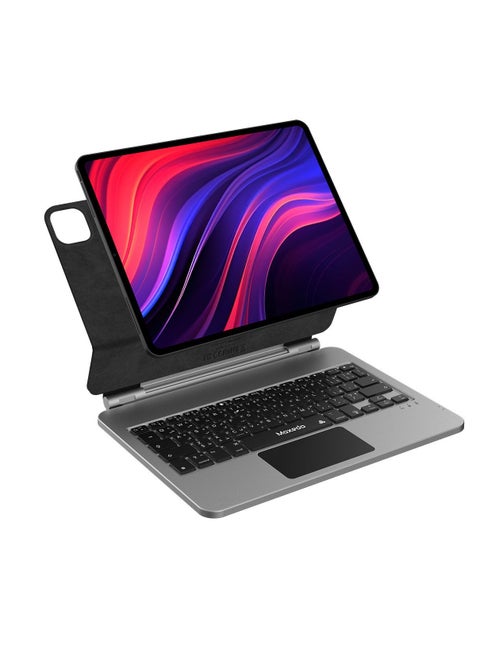 Moxedo Magic Wireless Keyboard with Smart Multi-Touch Trackpad USB-C Charging Port RGB Backlight with Leather Back Case Compatible for iPad 11 Pro 2024