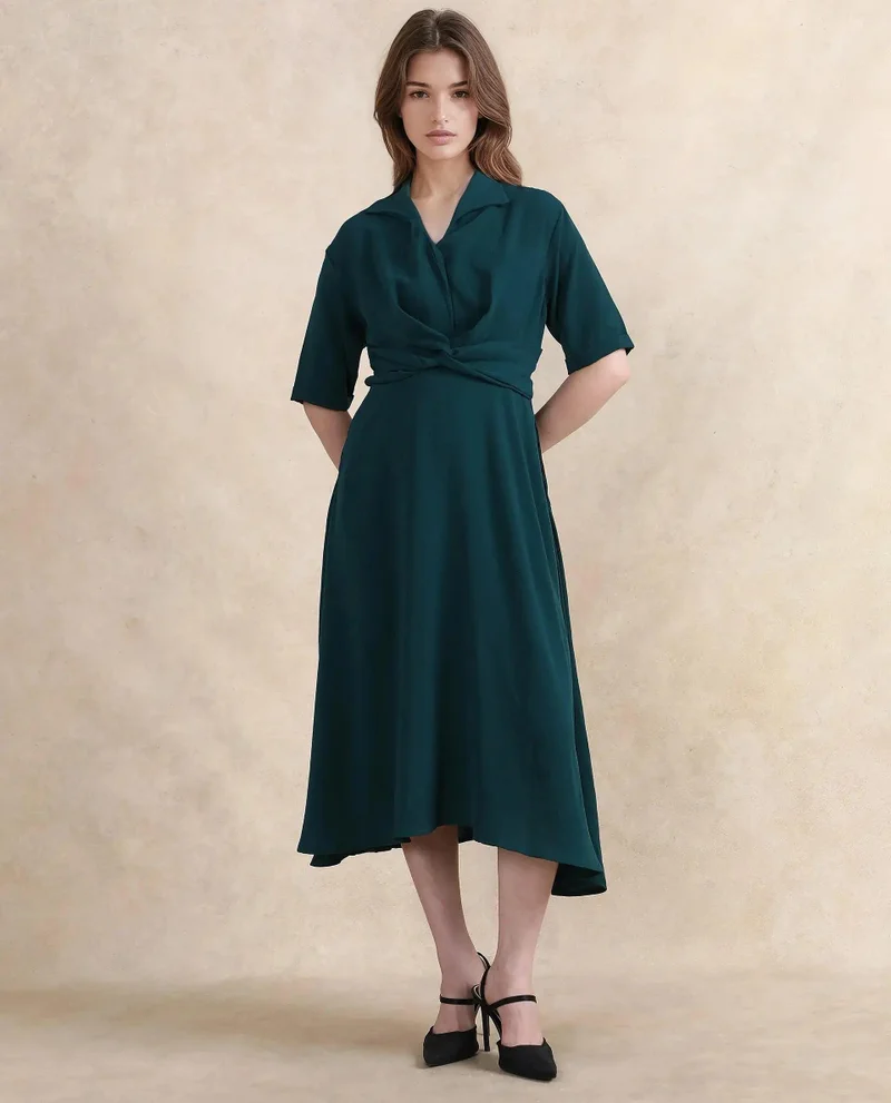 Rareism Women's Maxi Dress With  Tie Up Detail