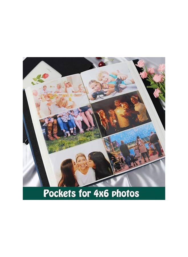 erorex Photo Albums, 4x6 Inch 300 Photos Black Premium Leather Cover Album, Archival Quality Picture Book for Baby, Family and Special Occasion Photo Collections - Image 2